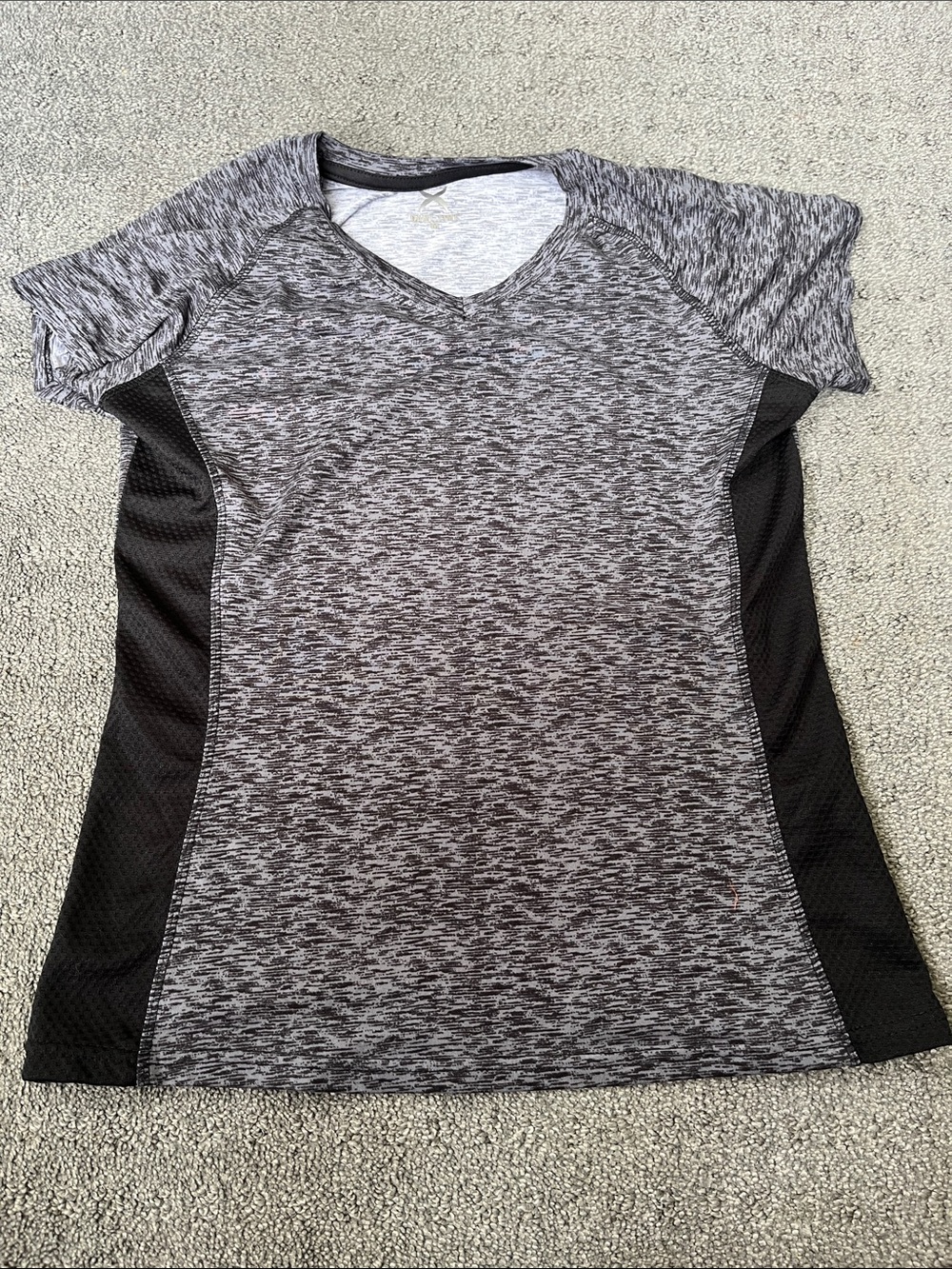 Game Time Heather Gray & Black V‑Neck Performance Tee